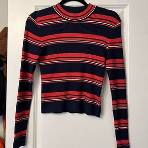 Women's H&M Cropped Striped Sweater, Size Medium
